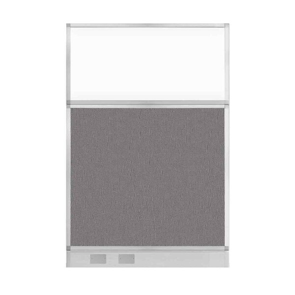 Versare Hush Panel Configurable Cubicle Partition 4' x 6' Slate Fabric Clear Window w/ Cable Channel 1855619-2 - main